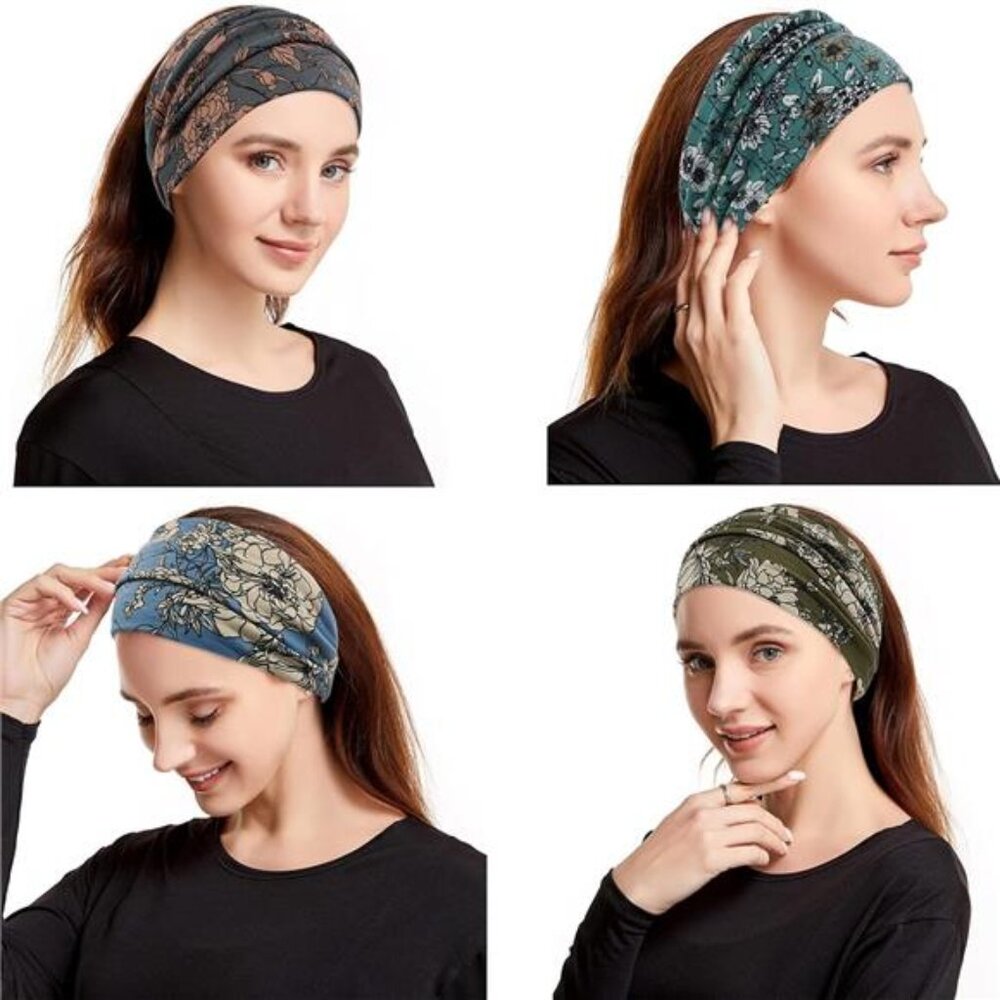 Wide Boho Headbands for Women Fashion Knotted Headband Yoga Workout Hair - Picture 5 of 7